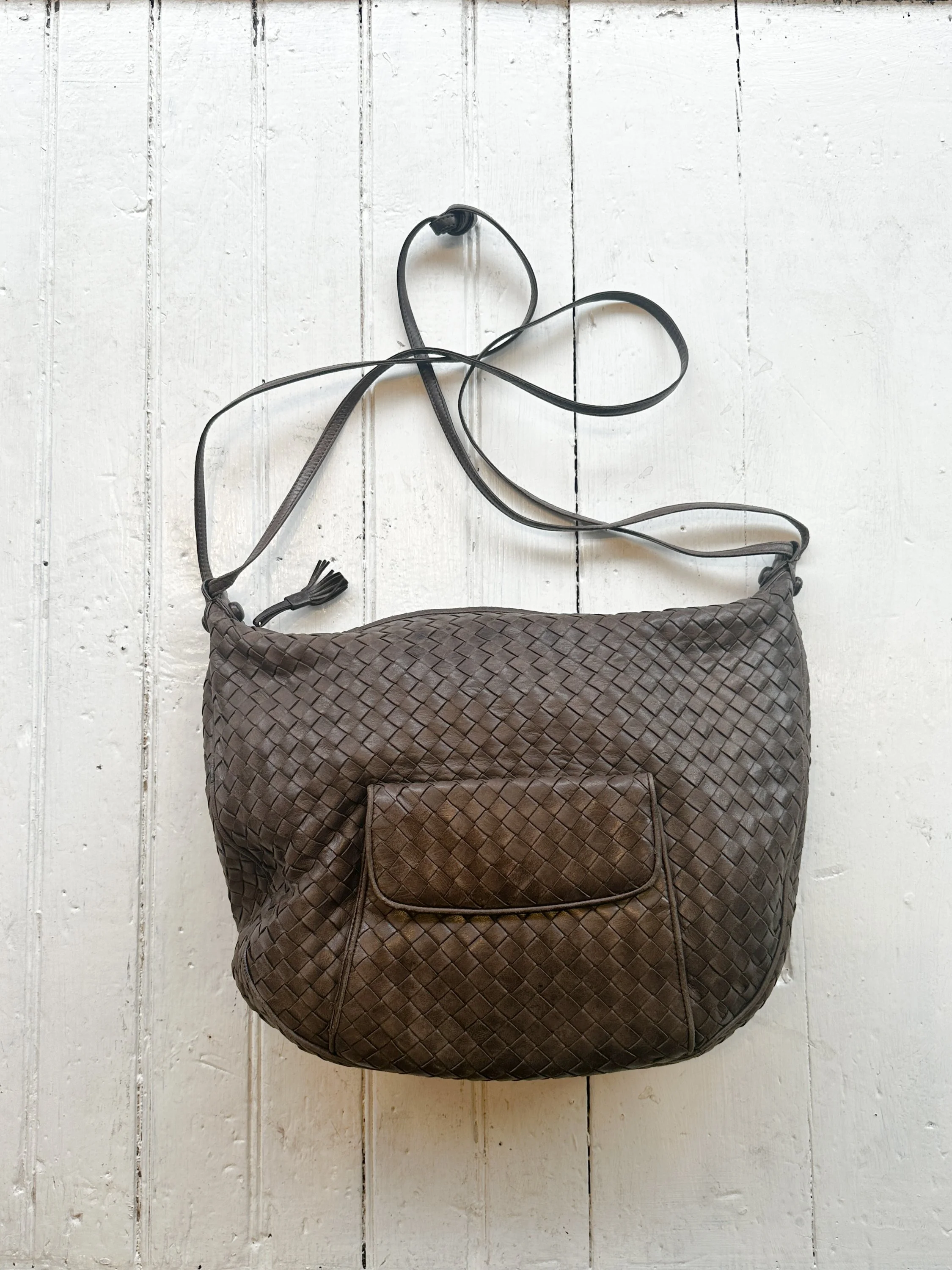 バッグ 00s archive BOTTEGA VENETA leather bag Vintage 1980's Bottega Veneta Taupe Intrecciato Leather